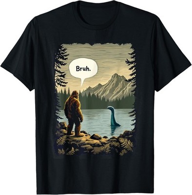 Funny Introvert Bigfoot Sasquatch Loch Ness Monster Bruh T-Shirt S-5XL