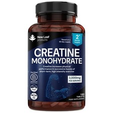 Creatine Monohydrate Tablets 3000mg, 180 Tablets Muscle Growth Exercise Workout