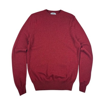 M&S extrafeiner Lammwollpullover Herren Medium Ziegelrot Rundhals Strickpullover