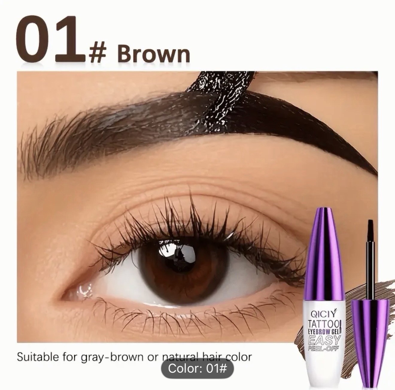 #1 Brown Waterproof Eyebrow Tattoo Gel Long-Lasting - Stick 3D Natural Formula