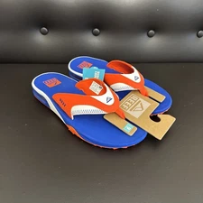 REEF Fanning Pregame Flip Flops Men’s Size 10 With Bottle Opener Orange Blue NWT