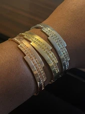 Elegant Non-Tarnish Silver, Gold, & Copper Crystal Cuff Bracelet