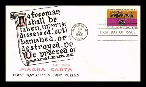 US COVER FIRST DAY OF ISSUE 5C POSTAGE MAGNA CARTA 1215 TO 1965