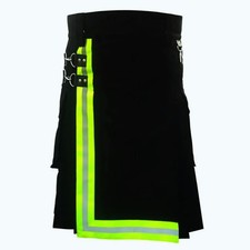 Men s Reflective Black Utility Kilt High-Visibility Workwear FireFighter Kilt
