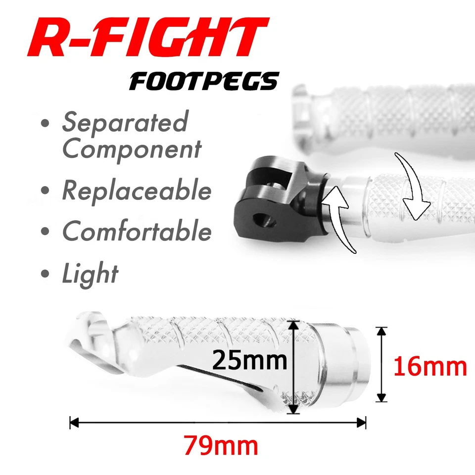 数控 R-FIGHT 前脚钉 银色 适用于铃木 GSXR 1000 00 01 02 03 04 — 第 4/4 张图片