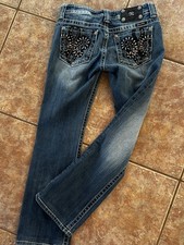 Miss Me Jeans Womens 27x28 Bootcut Blue Embellished Pocket