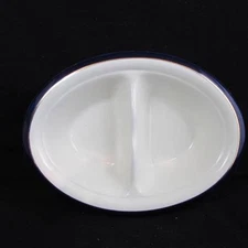 Sampson Bridgwood and Sons White Blue and Gold Trim Divided Platter 