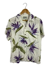 WACKO MARIA Short Sleeve Shirt S WHT Floral Dirty