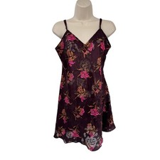 Vintage Y2K Victoria's Secret Slip Nightgown Dress Medium Purple Sheer Floral