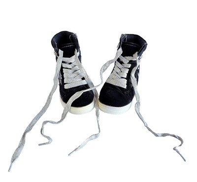 KIDPIK Girls Black Velvet High Top Sneakers Silver Studded Glitter Star Sz 10