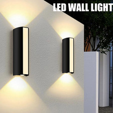 Modern LED Up Down Outdoor Wall Lights 10W Waterproof Garden Lights Black UK
