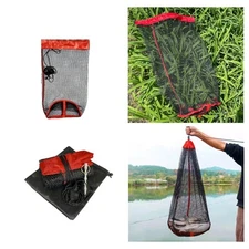 Fishing Net with Drawstring Fish Guard Basket Folding Portable Sturdy Convenient