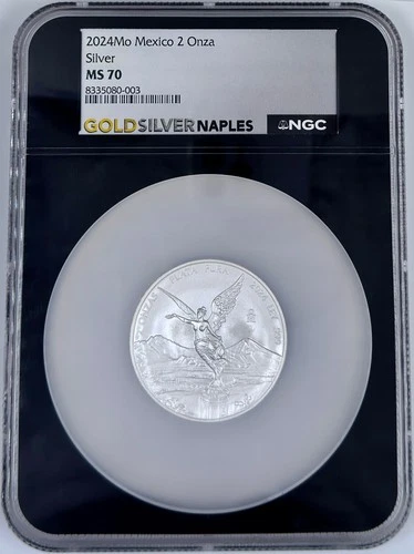 2024 Mo Mexico Silver Libertad 2 Onza NGC MS 70 2 Oz Silver Coin