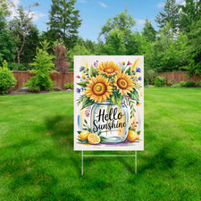Hello Sunshine Sunflower Yard Sign Summer Garden Outdoor Welcome Decor