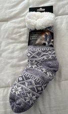 mia  tess Super Soft Sherpa Lined Slipper Socks Fair Isle Snowflake pattern