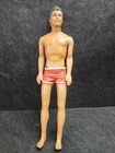 Vintage 1968 Ken Doll Brown Hair Blue Eyes Red Swim Shorts Mattel Retro