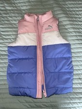 Puma Little Girls Pink/Purple Color block Puffer Vest Sz XXS 3/4