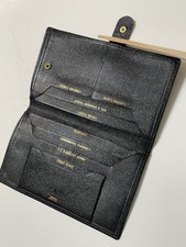 Vtg Morocco Leather Black Travel Wallet Passport Airline Rail Steamship Tickets