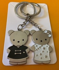 Pair Couple Boy Girl Bear Keychains Bears Bow Suit Dress Unbranded w/o Tags