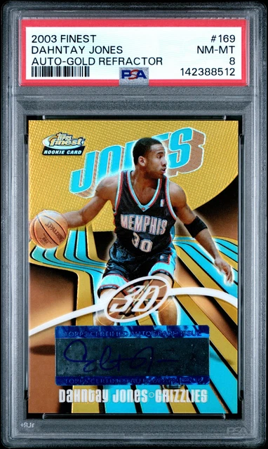 2003 TOPPS FINEST AUTO-GOLD REFRACTOR #169 DAHNTAY JONES 16/25 PSA 8