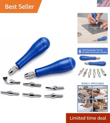 Durable Linoleum Block Cutter Kit with Adjustable Metal Chuck & Comfortable Grip
