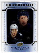 2019-20 UD SERIES 1 UD PORTRAITS BLUE PIERRE-LUC DUBOIS 1/5 BLUE JACKETS #P-6