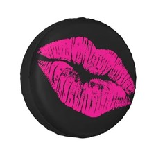 80s Hot Pink Kiss Lips Spare Tire Cover Weatherproof Wheel 17 inch Bronze