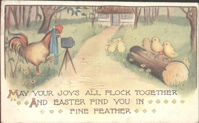 MAY ALL YOUR JOYS FLOCK TOGETHER, Ostern, Huhn & Küken - Vintage POSTKARTE