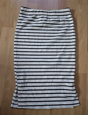 SHEIN Mädchen Bleistiftrock Midi Gr. 12Y schwarz/weiß gestreift Ripp