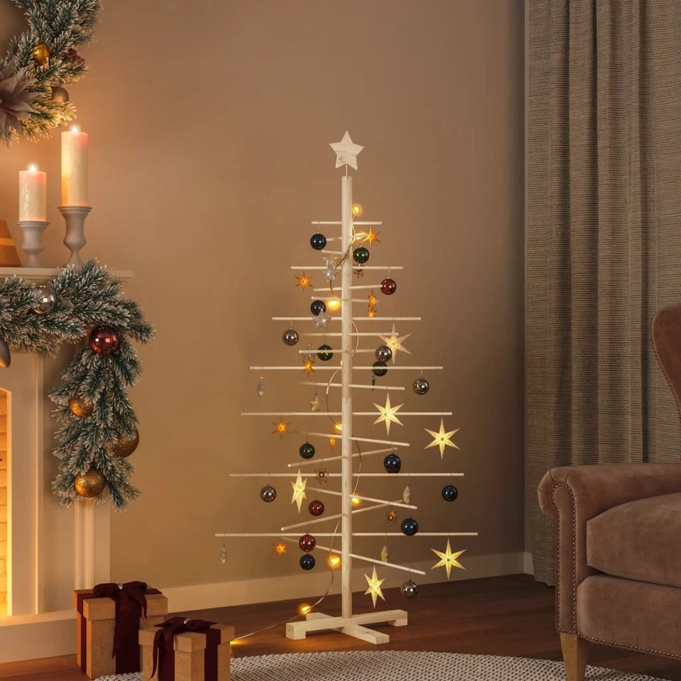 Albero di Natale Decorativo in Legno 150 cm Legno Massello Pino vidaXL - Immagine 3 di 4