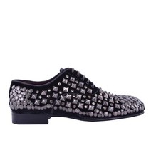DOLCE & GABBANA Velvet Derby Shoes with Studs Crystals Brown 39.5 US 6.5 UK 5.5