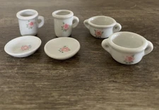 Miniature Tea Set Rose Floral Pattern Porcelain 6 pieces  