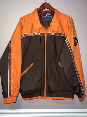 VINTAGE CLEVELAND BROWNS ZIP UP PRO PLAYER JACKET large