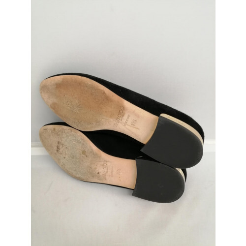 JIMMY CHOO JESSIE FLAT Suede Pump in Black with Box, US5.5 [Rank B
