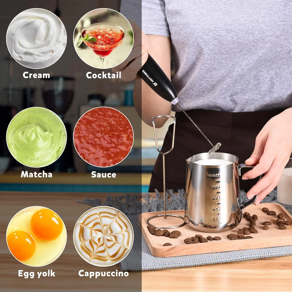Milk Frother for Coffee, Hand Mixer, Handheld Electric Whisk, Battery Operated D