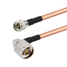 2-pcs N Type Male Right Angle to Mini UHF Male RG142 Pigtail Cable 0.75 feet