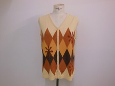 NEW SENSATION Damen Weste Pullunder Strickjacke Cardigan Rautenmuster 40/42