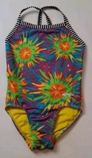 Dolfin Uglies Teen Swimsuit Colorful  Strappy Racerback One Piece Small 20W×16L