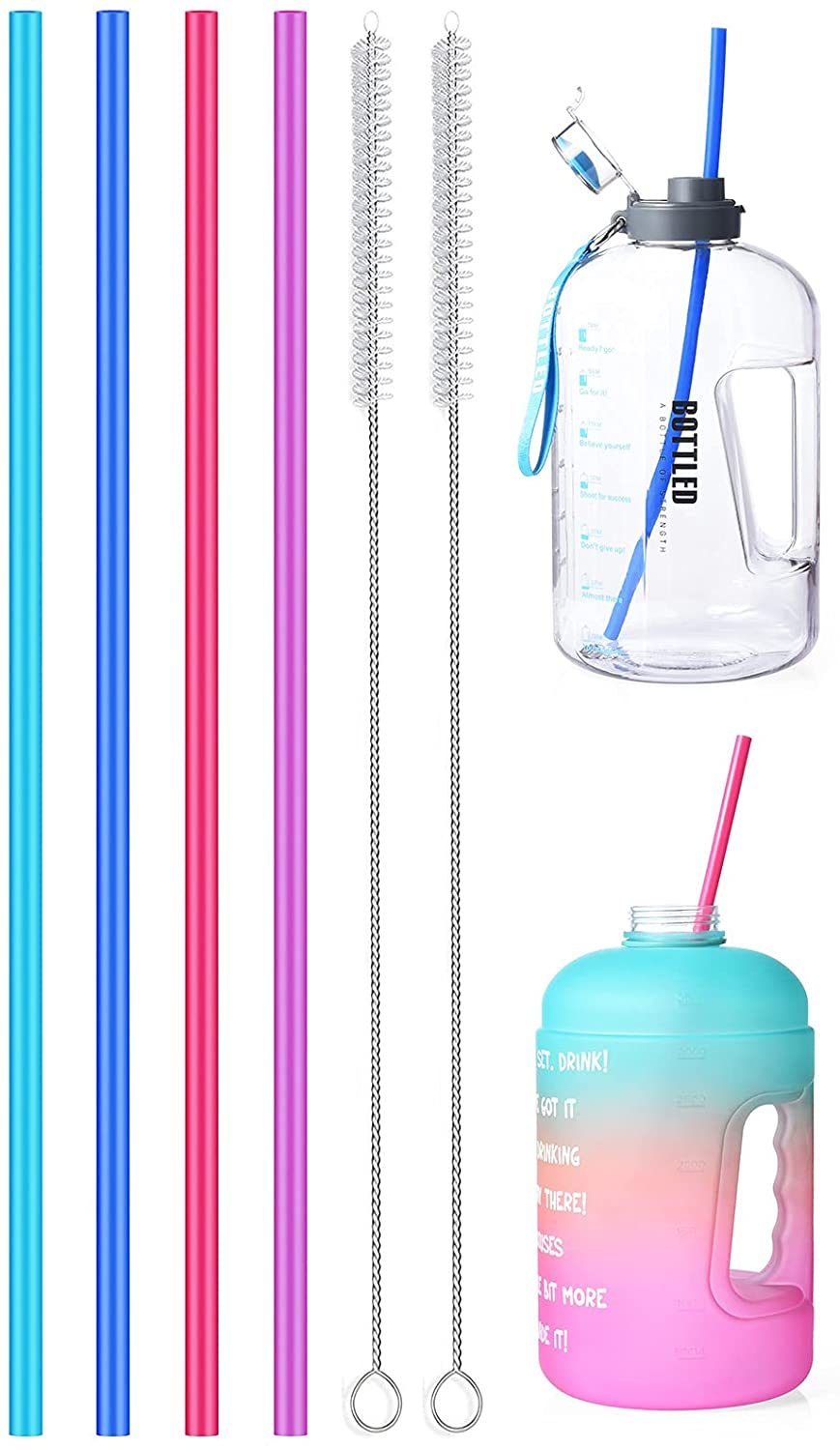 ALINK 15 Inch Extra Long Reusable Silicone Straws, 4-Pack Flexible Straws for St