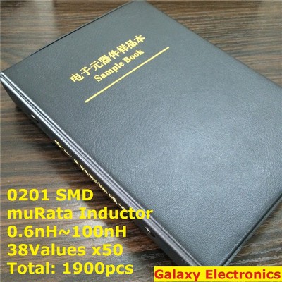 0201 muRata SMD Chip Inductors Assorted Kit 0.6nH~100nH 38Valuesx50 Sample Book