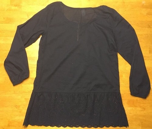 J. Crew Women's Navy Blue V-Neck Long Sleeve Dress / Cover Eyelet - Size: Small - Picture 11 of 11