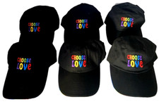 Hat With Rainbow Gay Pride CHOOSE LOVE LGBTQ Black Embroidered LOT Of 6