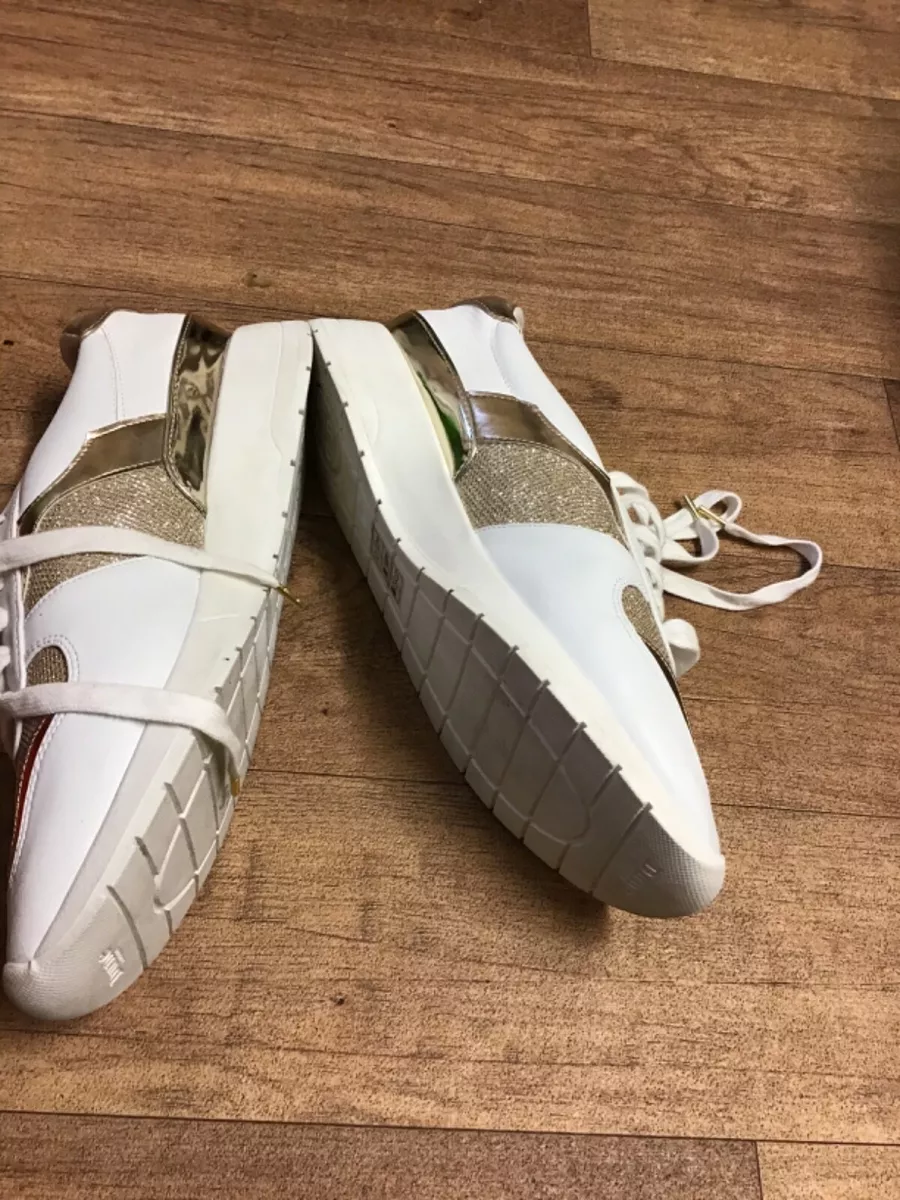 Dune size 8 woman gold and white lace trainers eBay