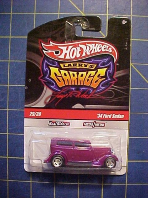 HOT WHEELS LARRY'S GARAGE '34 FORD SEDAN CHASE INITIALS! NIP REAL