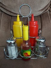Melissa Doug Condiments Set 6 Pcs - Play Food, Stainless Steel Caddy