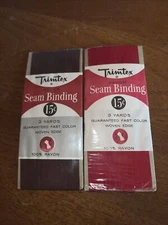 Lot of 2 Vintage TRIMTEX Seam Binding packages 3 yds each Bias Cut Single Fold