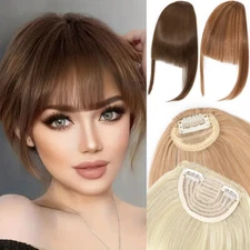 Real Natural Thick Bangs Clip in Front Fringe AS Human Hair Extensions Topper US