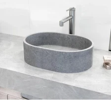 Vigo VG04059 Concreto Stone 15-3/4" Oval Concreto Stone Vessel - Grey