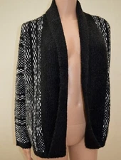 New M&S Collection Black & White Check Open Front Cardigan Sz UK 8 