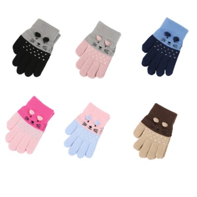 Knitted Full Finger Gloves Stretchy Crochet Gloves Baby Infant Cartoon Glove